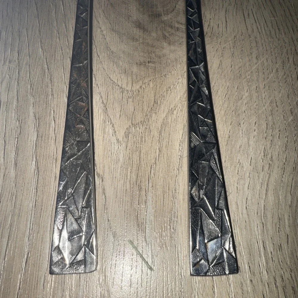 Towle SCC Cubist Stainless Flatware, Serving Spoons Aquarius, Japan‎ MCM, 50s
